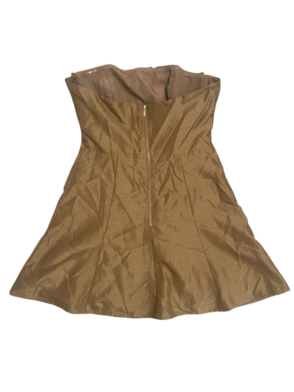 Anthropologie Boskemper Ariel Bronze Bow Strapless Mini Dress New Large - Picture 4 of 11